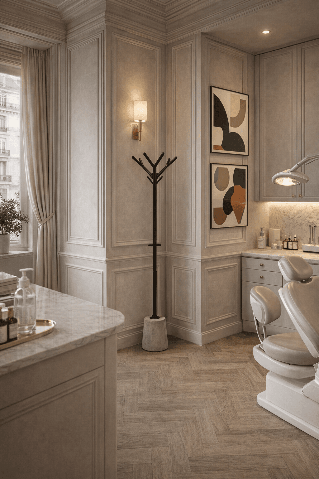 Cabinet dentaire équipé de la solution ARA Protection - Mobilier de sûreté hybride intégré naturellement dans un environnement médical professionnel